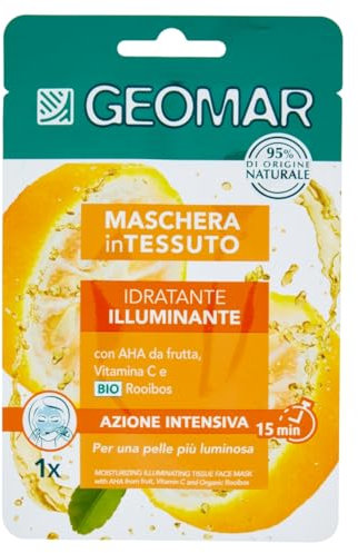 GEOMAR | Masque En Tissu, Hydratant Illuminé, 95% d’Origine Naturelle, Testé Dermatologiquement, Formule Végan, 22 ml