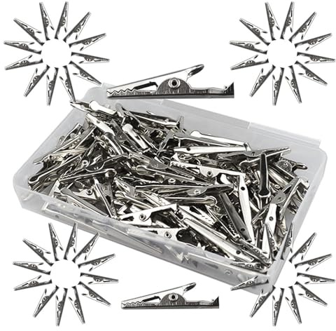 Senvenelec Lot de 120 pinces crocodiles alligator à clip, pinces de test en métal, utilisées pour les tests électriques et la modification DIY.