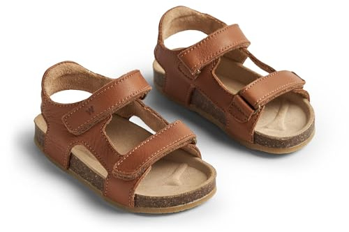 Wheat unisex barn tåfria kork-sandaler Corey äkta läder lära-gå-sko, 9002 konjak, 31 EU
