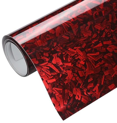 Blueshyhall Autofolie, Autofolie Muster mit Kristall Muster, Car Wrapping Folie Rot Glänzend Auto Folierung Selbstklebend Tuning Wrapping Folie Innen Außen für Auto Motorrad Fahrräd (30 x 152 cm)
