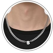 RWQIAN Buchstaben Kette Herren Kubanische Kette mit Buchstaben Anhänger Haskette Silber Initialen Letter A-Z Anhänger Schmuck Geschenke für Männer
