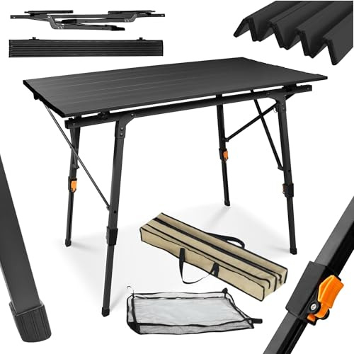 NAYVER Campingtisch Tisch Klapptisch Gartentisch höhenverstellbar Partytisch (Schwarz)