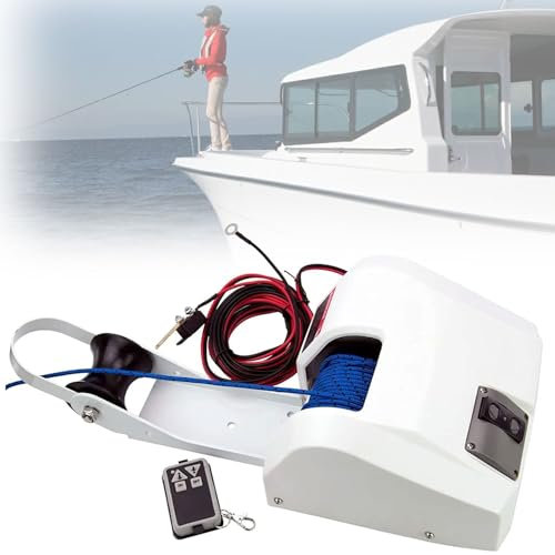45lbs Electric Anchor Winch, 12V Saltwater Boat Anchor Windlass Kit with Remote Control, with 100-feet Pre-Wound Anchor Rope, for Yachts, Fishing Boats, Rubber Boats, Speedboats