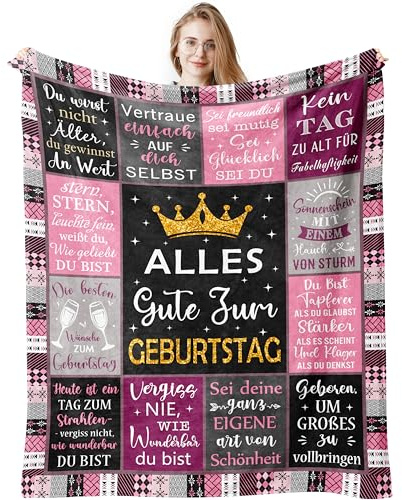 Jinmaple Geburtstagsgeschenk für Frauen, Geburtstagsgeschenk für Mädchen, Schwester, Freundin, Tochter, Mama, Oma, Lustiges Geschenke für Frauen Geburtstag, Alles Gute Zum Geburtstag Decke 150x130CM