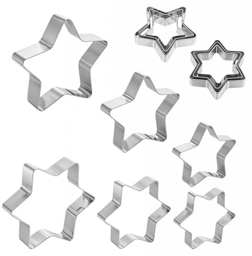 oruola 6 Stück Ausstechformen Sterne,Stern Plätzchen Ausstecher,Edelstahl Stern Ausstechformen,Star Cookie Cutter,Plätzchenausstecher für Weihnachten,Geburtstage,Partys,Plätzchen,Kekse,DIY(3 Größen)