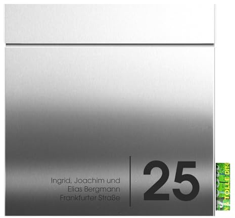 Wandbriefkasten Edelstahl inkl. Zeitungsfach personalisiert MOCAVI Box 713 Design-Briefkasten Edelstahl mit Name und Hausnummer Postkasten hochwertig, rostfrei und modern