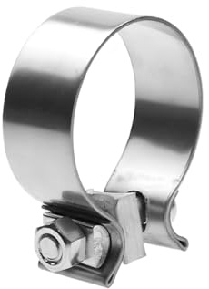 JNNJ Edelstahl Auspuffrohrklemme, Auspuffschelle Schlauchschelle, Schlauchschellen Schellen Auspuffschelle Rohrverbinder, Abgaskrümmer Rohrschelle Edelstahllehre, Universelles Autozubehör(57mm)