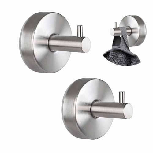 Wjelet Lot de 2 crochets à ventouse, en acier inoxydable, sans perçage, solides et amovibles, pour salle de bain, cuisine, toilettes, étanches et réutilisables