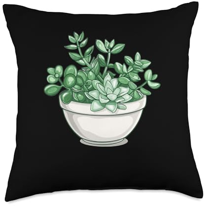 Jade Plant With Succulents Throw Pillow