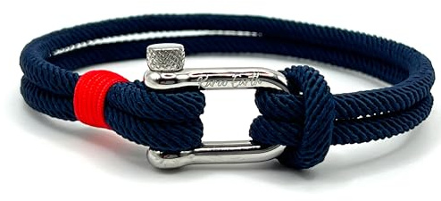 KAROO EARTH JEWELLERY Men's Nautical Rope Bracelet, Durable Nylon Marine Rope | Bracelet with stainless steel D-shackle | Mens Double Strand rope bracelet