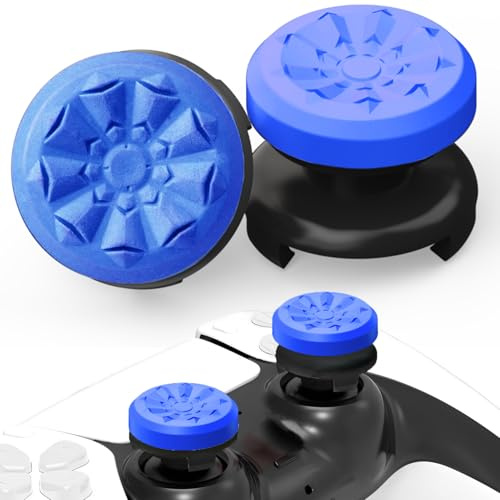 TEUVO Silicona Thumbstick Grips Mando para PS4 Controller & PS5 Controller, 2Pcs Agarres para el Pulgar Joystick Accesorios, Mayor Comodidad y Mejora de la Precisión, Azul Zafiro