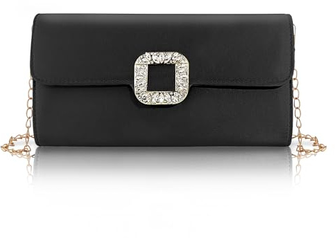 FuninCrea Damen-Clutches Umschlag Crossbody Bag mit 100cm Abnehmbarem Kettenschulterriemen, Elegant Abendtasche Damen Umhängetasche Damen für Hochzeit Bankett Party Abschlussball