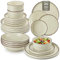 vancasso NAVIA Service de Table 24 Pièces pour 6 Personne, Set Vaisselle en Porcelaine - 6 Assiette Plates, 6 Assiette Dessert, 6 Assiettes Creuses et 6 Bols - Adapté au Micro-Ondes, beige