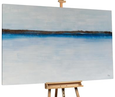 KunstLoft Ölgemälde 'Enlightenment Fantasy' 180x120cm | Original Handgemalte Gemälde | Abstrakt | Blau und Grau | Leinwand-Bild Ölgemälde einteilig groß | Modernes Kunst Ölbild