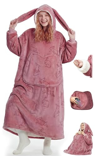 Mewaii Decke mit Ärmeln, Große Tasche, Geschenk für Frauen | Beidseitig mit Flanell und Sherpa, Knöchellang, verstecktes Handyfach, Waschbar