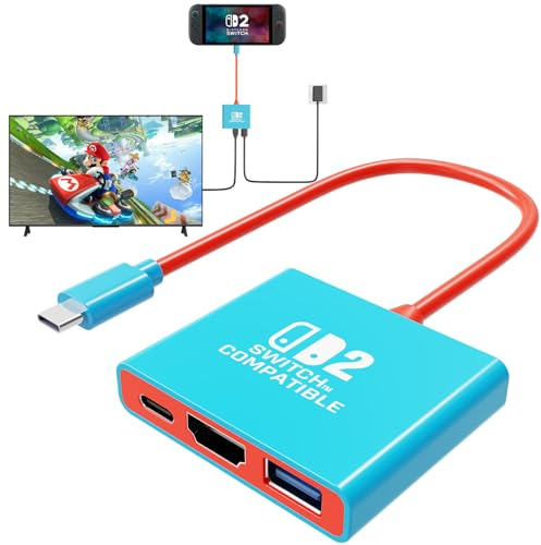 Switch 2 Dock, sostituzione per Nintendo Switch 2 Dock Supporto 4K/60HZ Switch 2 Modalità TV Compatibile Nintendo 2, Portatile Travel Switch 2 Docking Station con HDMI2.0/PD 100W/USB3.0 Porta