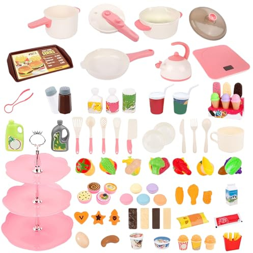 Accesorios De Cocina De Juguete | Juego Educativo para Aprender,Aprendizaje Interactivo Juguetes Cocina Set Comida de Juguete para Niños Interior Exterior Aula Guardería Sala de Juegos