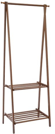UHDUIG Kleiderständer Bambus Klappbarer Garderobenständer mit Kleiderstange Freistehender Offene Struktur für Platziert Werden Kleidung Schals Hüte 66x40x160cm (Tawny)