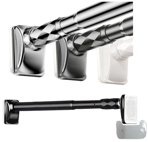 Heavy Duty Tension Curtain Pole No Drilling,Spring Tension Rods Shower Curtain Rod,Adjustable 16 To 196 Inch,Expandable Spring Loaded Curtain Rod,Doors And Windows,With Card Tray(Black,210-300cm)
