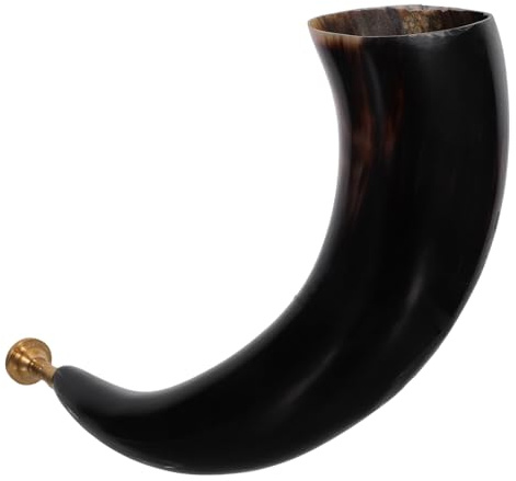 HANABASS Halloween Piratenhorn aus Echtem Rinderhorn mit Halterung Leichtes Wikingerhorn für Party und Outdoor Abenteuer Rustikaler Cowboy Stil mit Exzellenter Projektion