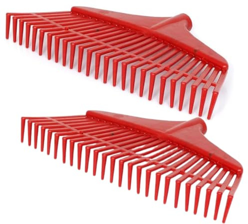 pokm toolsmarket - 2 STK. Rechen 42 cm – Kunststoff Laubrechen 29 Zinken Gartenrechen für Stiel Ø 27mm, für Erde Kompost Gartenrechen Set ohne Stiel