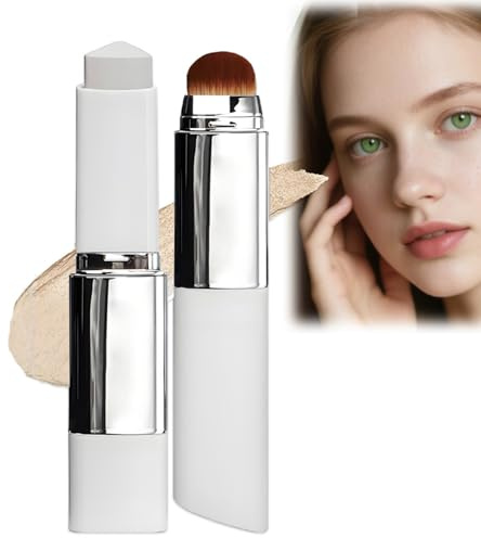 Color Changing Foundation Stick,Full Coverage Foundation with Brush,Cream F/oundation & Concealer Stick 2-in-1,Makeup F/oundation Suitable for All Skin Types, Spot Concealer(Light)