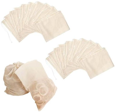 50 PCS Muslin Bags, 8×10cm Spice Bags for Cooking, Tea Bags Empty, Fine Mesh Cheese Cloth Muslin Bags for Cooking Soup, Tea Coffee Filter, Spice Storage, Straining Juice Yogurt Tea