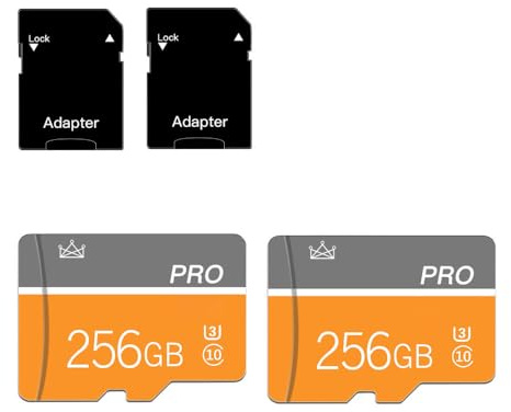 256GB Micro Memory Card Class 10 Memory Cards with Adapter Class 10 High Speed Mini TF Card for Smartphones/Camera/Tablet 2-Pack