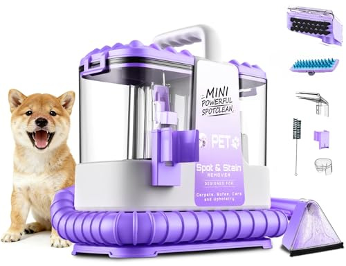NYXAL Portable Carpet and Upholstery Spot Cleaner Machine, 20Kpa Powerful Suction with 5 Cleaning Tools, Lightweight Compact Design, Deep Clean for Car, Home, Violet