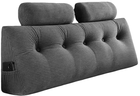 Caossuixin 120 x 50 x 20 cm, cuscino da parete con cuscino rotondo, grande cuscino a cuneo, per letto e divano, con federa lavabile e pratica tasca laterale, cuscino ergonomico per letto e lavoro