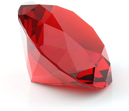 Zoogamo 80 mm (3 tum) röd diamantformad glaskristall pappersvikt – dekor för hemmakontor och bröllopsgåvor dekoration med presentask