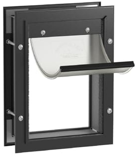 Hakuna Pets Deluxe Haustier-, Katzen- und Hundetür aus Aluminium mit 2-Wege-Verriegelung für Bildschirme, Türen und Wände bis zu 7,1 cm Dicke, klein, schwarz