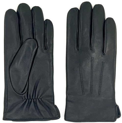 ZLUXURQ Luxury Mens Leather Gloves Fleece Lined-Soft Comfortable Lambskin