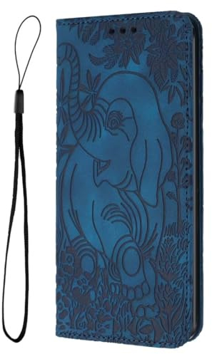 Lederhülle Kompatibel mit Samsung Galaxy S20 FE Hülle, Elefanten muster Flip Wallet Handyhülle PU Leder Tasche Case Kartenfach Schutzhülle für Samsung Galaxy S20 FE,blau