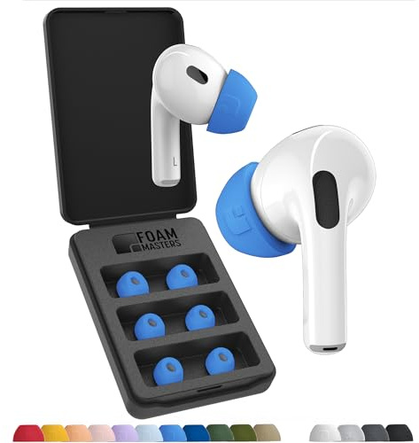 Foam Masters Memory-Schaumstoff-Ohrstöpsel für AirPods Pro 1. und 2. Generation, 3 Paar, Black Magic-Version 6.0, bequem, sicher, verbesserte Geräuschunterdrückung, Ersatzohrstöpsel