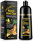Shampoo, balsamo per capelli nero 3 in 1, colore a lunga durata, trattamento anti-perdita di capelli, formula vegetale per uomini e donne, 500 ml (black)