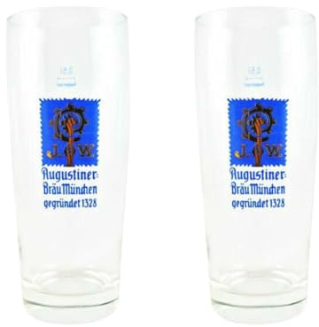 Set of 2 Augustiner Pint Glasses – Official 500ml Beer Glasses – Classic German Lager Glassware