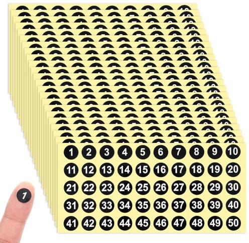 50 Blatt Zahlen Aufkleber 1 Bis 50, Schwarz Nummer Aufklebers Klebezahlen Wetterfest Selbstklebendes Klein Nummern Etiketten Aufkleber Für Inventarsortierung Organisation Aufbewahrungsboxen