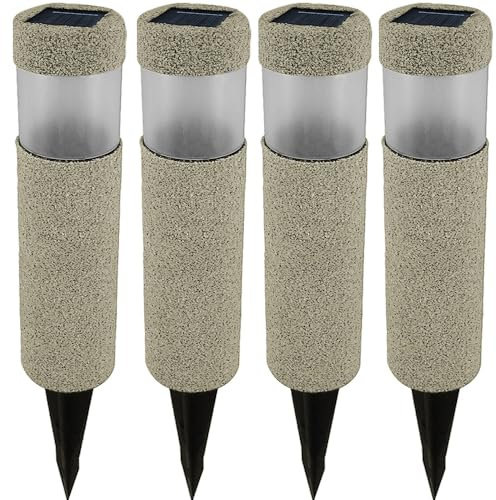 Deuba® 4x Lampes solaires LED aspect 'pierre' jusqu'à 8h d'éclairage illumination jardin chemin luminaires extérieur