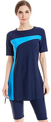 TianMai Heiß Neu Muslimische Bademode islamisch Kurz Ärmel Blume Bescheiden Badeanzug Strandkleidung Burkini Dame Ausschlag Bewachen Surfen Passen Kostüm (Int'l S, H)
