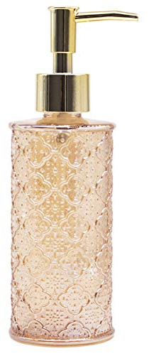 YunNasi Seifenspender Nachfüllbarer Flüssigseifen Spender aus Glas | für Geschirrspülmittel, Shampoo-Lotion, Badezimmerarbeitsplatte, Küche, Waschküche (Golden)