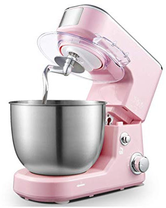 JHNEA Stand Mixer,5L 1000W Tilt-Head Food Mixer, Kitchen Electric Mixer with Dough Hook, Whisk & Beater,Pink