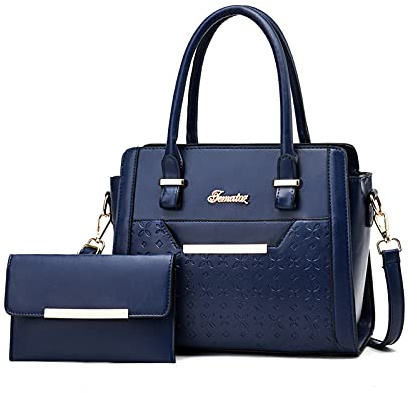 NICOLE & DORIS Große Damen-Handtasche mit verstellbarem Schultergurt, elegante Umhängetasche für Shopping, 2-teilig, aus Leder