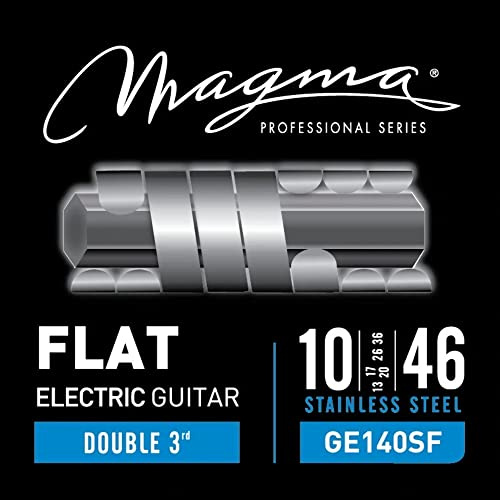 Magma - 1 Juego de Cuerdas para Guitarra Eléctrica de Acero Inoxidable FLAT – Tensión Liviano 3ra extra (10, 13, 17, 26, 36, 46) – GE140SF