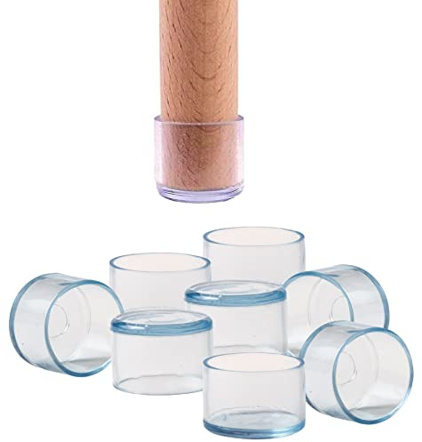 IPEA Stols- och möbelproppar av silikon – 16 stycken – runda noppor för träben, plast eller järn i stolar och bord – rep- och ljudsäkra för golv – diameter 30 mm – transparent