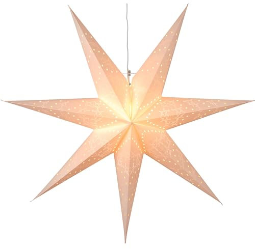 EGLO Weihnachtsstern für Innen, Deko-Stern beleuchtet aus Papier zum Aufhängen, Fenster-Leuchtstern in Weiß, 3D Adventsstern mit Kabel, E14