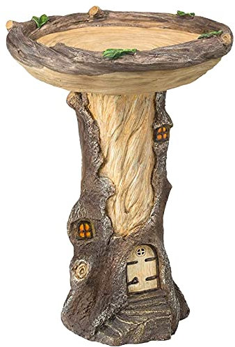 SGerste Ciotola da bagno per uccelli all'aperto, decorazione per fontana in resina per cortile, giardino con base per fioriere, alimentatore, meravigliosa decorazione esterna, idea regalo migliore (C)