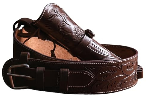 Hulara Vollnarben-DD-Harness-Western-Pistolenholster aus Buff-Leder für Männer, Heritage Rough Rider 357 Magnum-Holster, Cowboy-Pistolengürtel und Holster, .38/.357 Cal Revolverholster