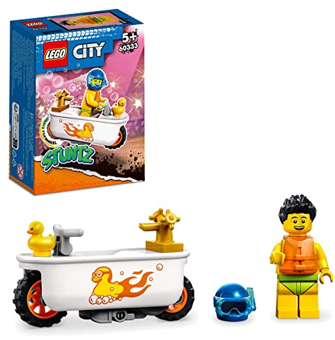 LEGO 60333 City Stuntz La Moto de Cascade Baignoire, Jouet avec Minifigurines de Cascadeurs, Idée Cadeau pour Garçons et Filles de 5 Ans et Plus