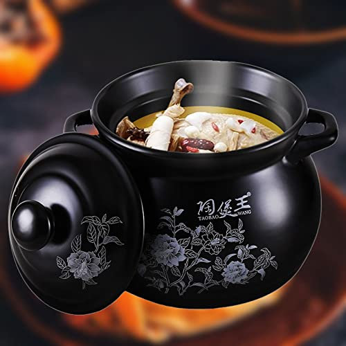 SHALOLY Ollas De Barro para Cocinar Olla De Sopa China Platos De Cocina para Platos De Cacerola De Horno, Olla De Cacerola Antiadherente para Vitrocerámica Y Horno,Black-5.5L (Black 2.6L)